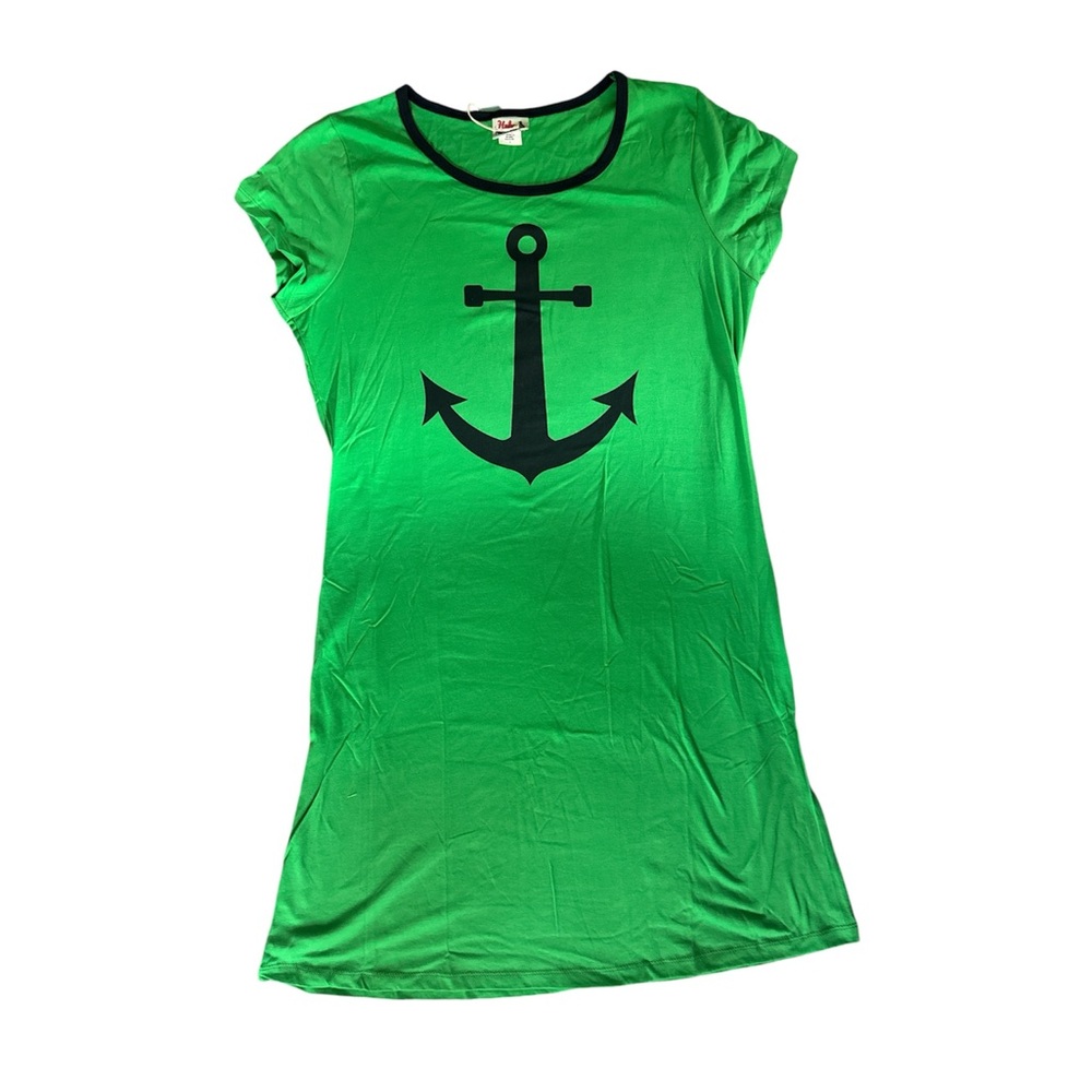 Haley and the Hound Amelia T-Shirt Dress - Anchor- Green and Navy - LG -NEW